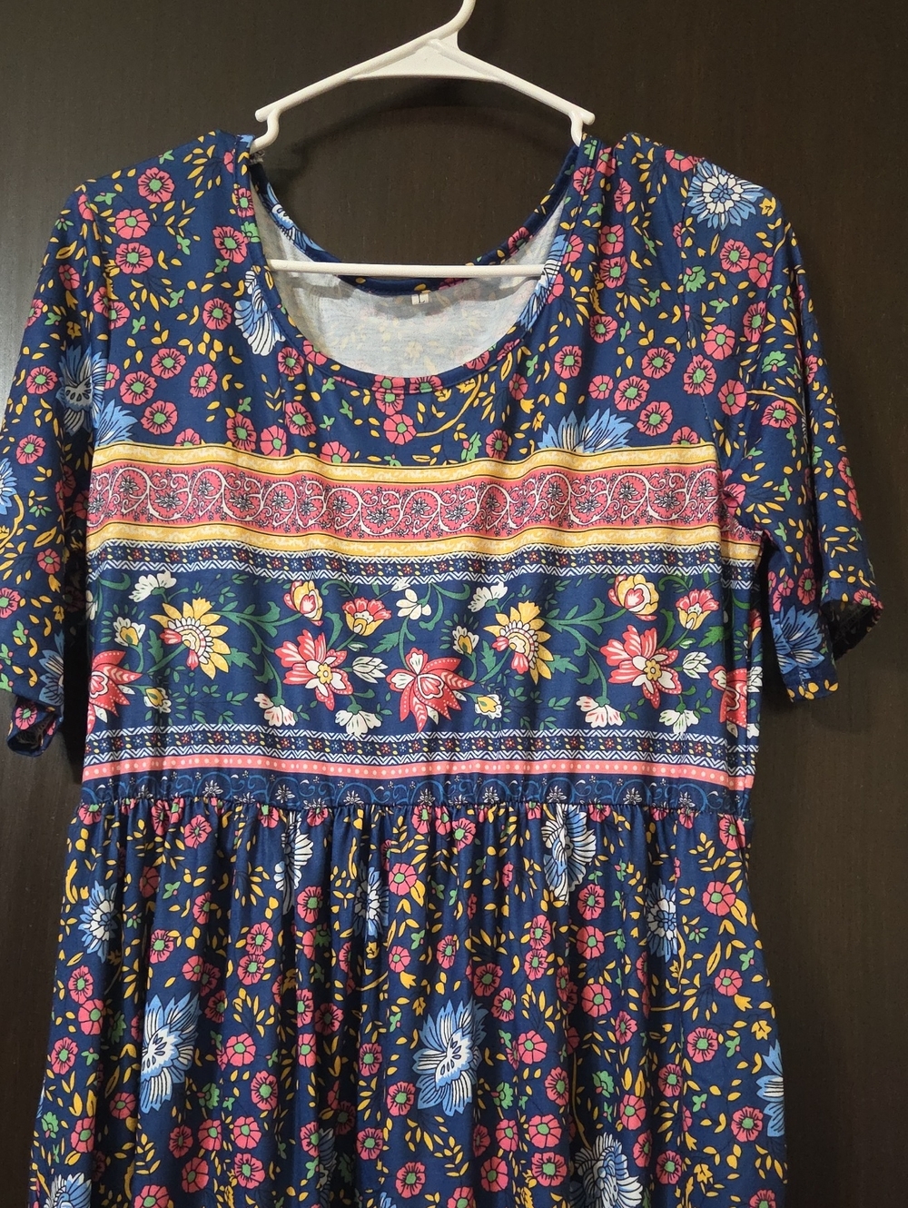 no brand name pink and blue floral gown Large